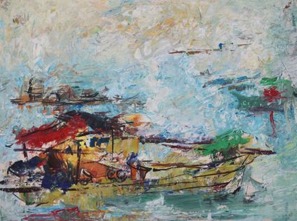 Wooden boat on the Huang-Pu river/黄浦江上